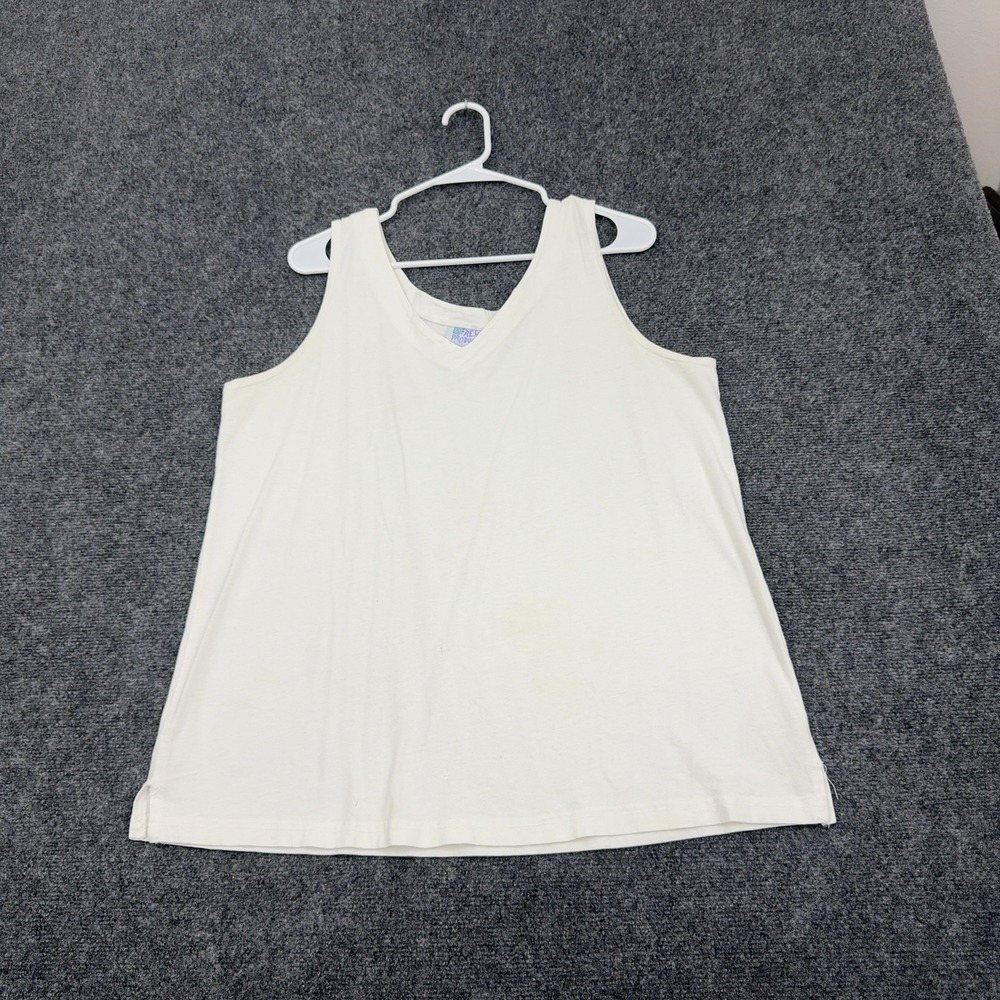 Vintage Fresh Produce Tank Top Adult L White Cotton V-Neck Casual Sportswear